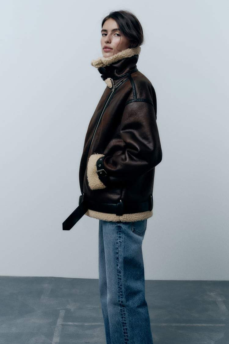 Norvielle Damen Jacke Kunstmaterial Revers