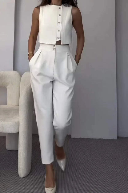 Damen Zweiteiler Klassisches High-Waist Hose