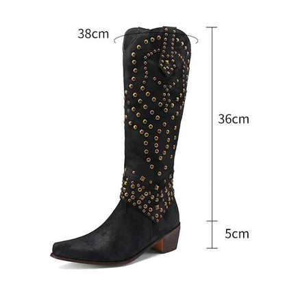Norvielle Damen Cowboystiefel Absatzleder