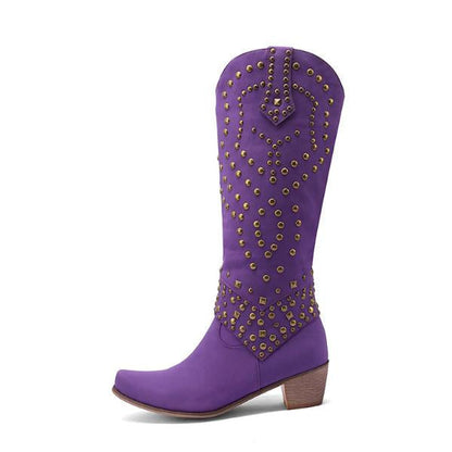 Norvielle Damen Cowboystiefel Absatzleder