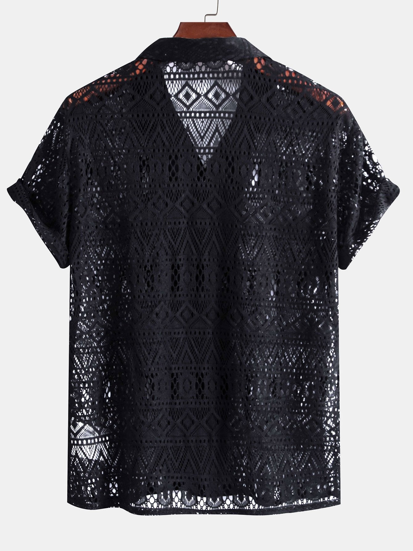 Damen Häkeltop Transparent Ethno-Muster