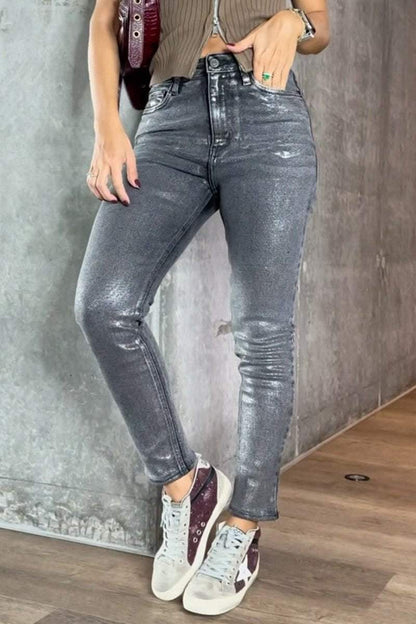 Damenhose Strukturierte Passform Schwarz - Norvielle