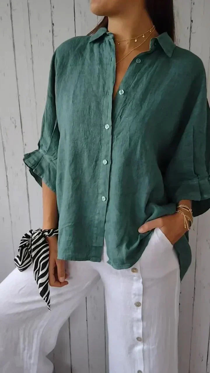 Damen Bluse Elegantes Design Knöpfe Zeitlos