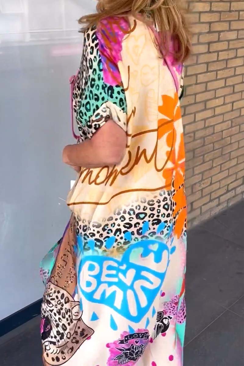 Lässiges Damenkleid Leopardenprint Kurzärmelig