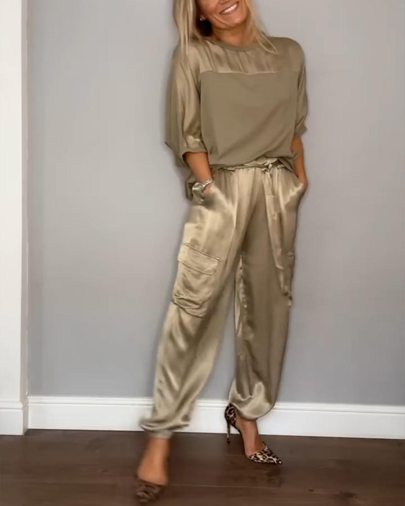 Damen Jogging Set Oversized Sweatshirt Hochtaillierte Jogger Weich
