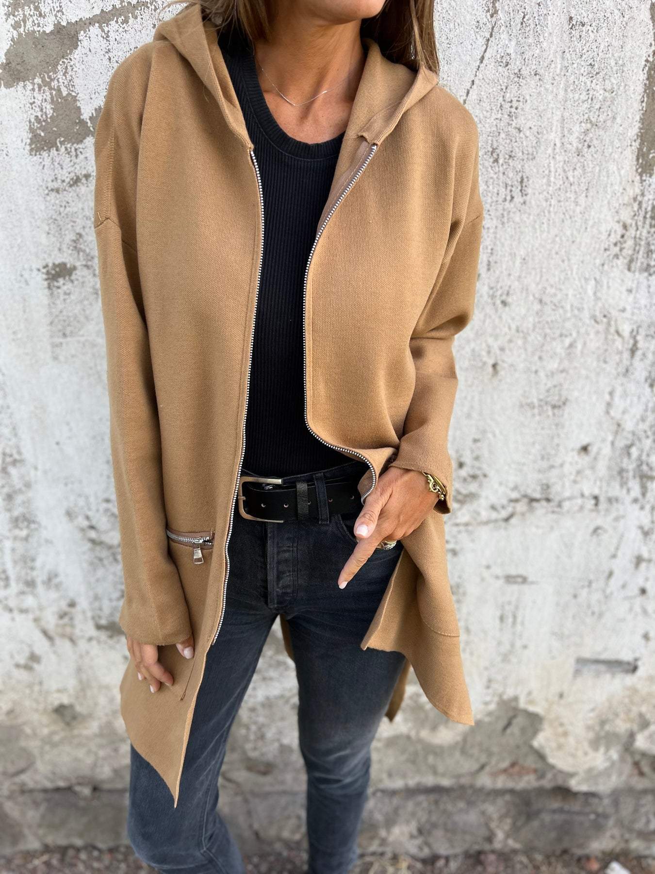Damen Trenchcoat Lässig Wollmix
