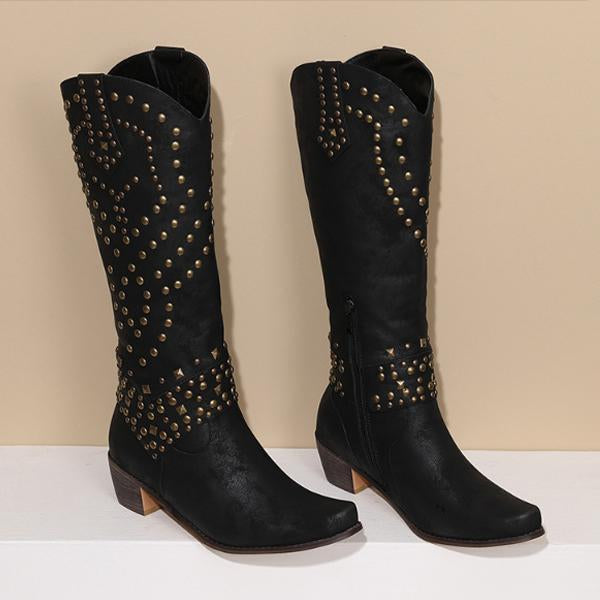 Norvielle Damen Cowboystiefel Absatzleder