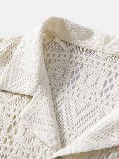 Damen Häkeltop Transparent Ethno-Muster