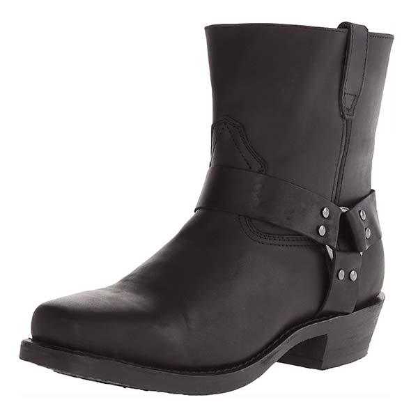 Herren Lederstiefel Robuste Biker Boots Stabiler Blockabsatz