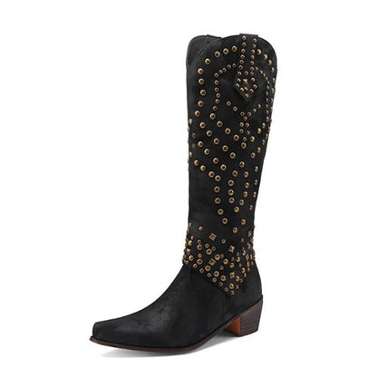 Norvielle Damen Cowboystiefel Absatzleder