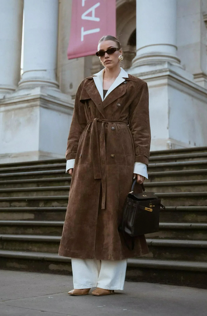 Lilu Damen Wildleder Trenchcoat