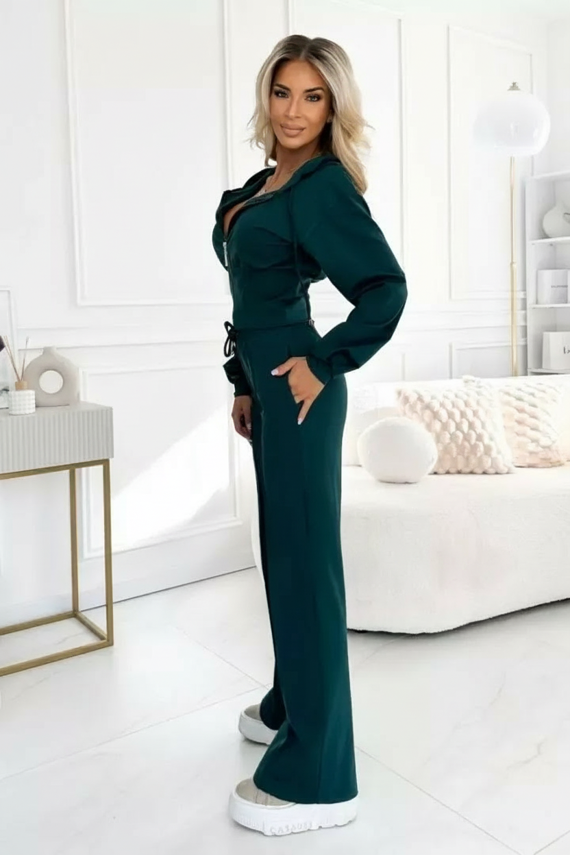 Varella Damen Tracksuit Wide-Leg Hose Cropped Hoodie