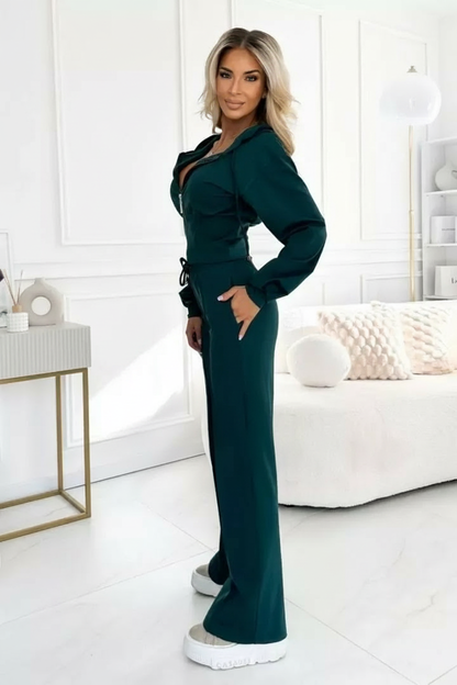 Varella Damen Tracksuit Wide-Leg Hose Cropped Hoodie