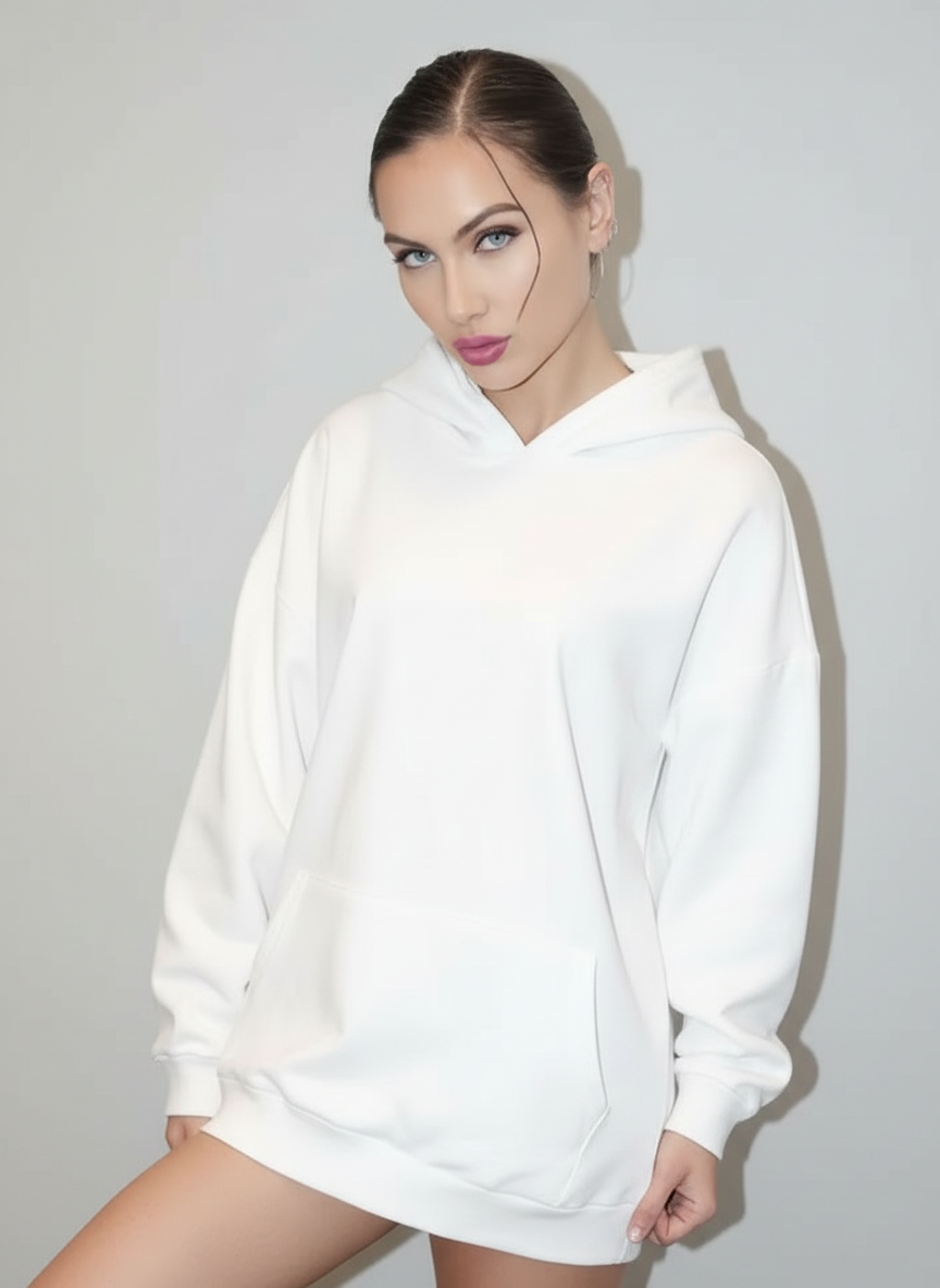 Damen Oversize Hoodie Glitzer Mesh Offener Rücken