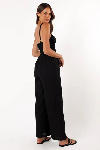 Damen Ärmelloser Jumpsuit Weite Beine Eleganz