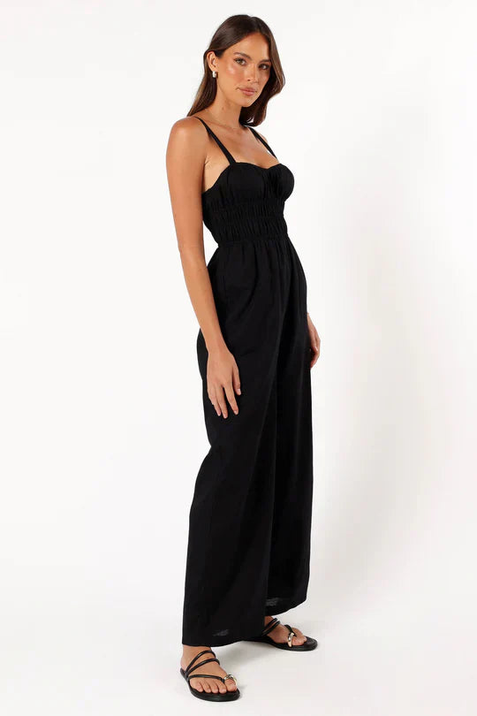 Damen Ärmelloser Jumpsuit Weite Beine Eleganz