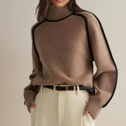 Damen Pullover Hohler Kragen Langer Ärmel