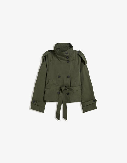 Damen Kurztrenchcoat Taillengürtel Elegantes Design