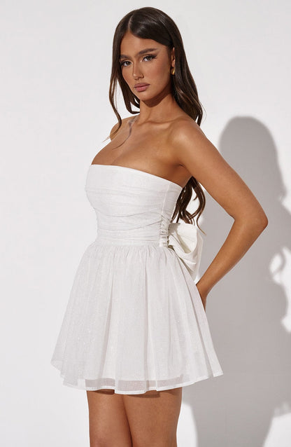 Weißes Mini-Kleid Glitter