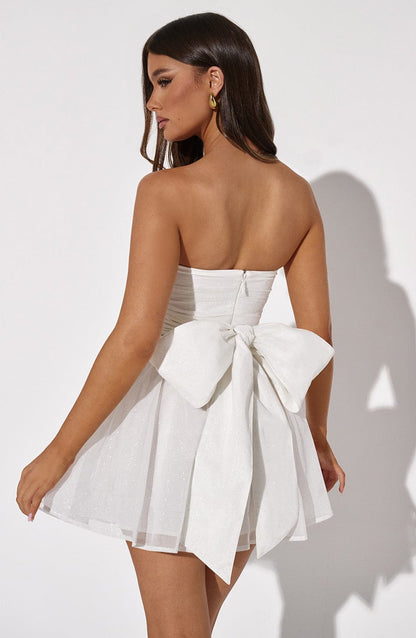 Weißes Mini-Kleid Glitter