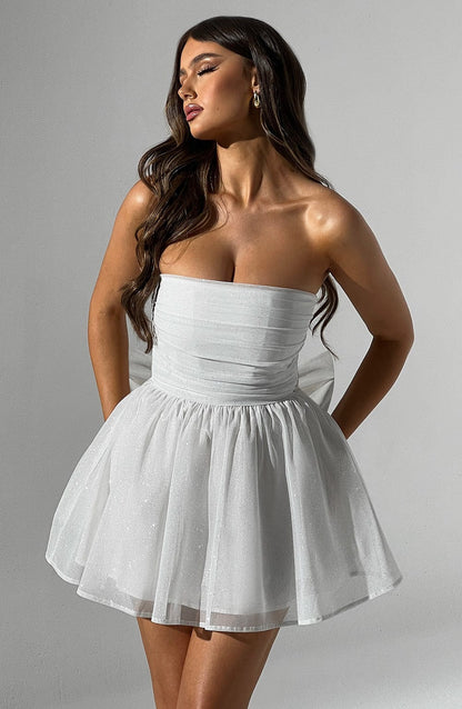 Weißes Mini-Kleid Glitter