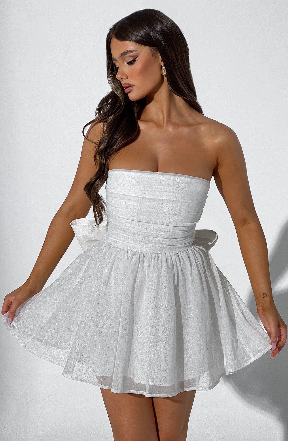Weißes Mini-Kleid Glitter