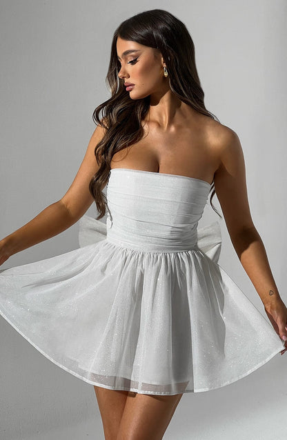 Weißes Mini-Kleid Glitter
