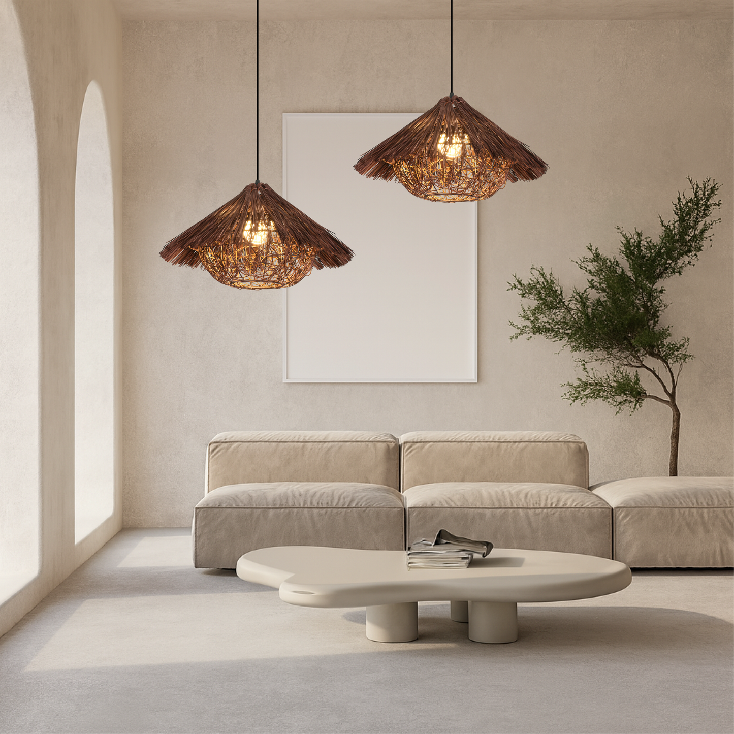 Hansi Pendelleuchte Rattan Bambus Natur