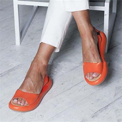 Damen Slingback-Sandalen Offene Zehen Leder
