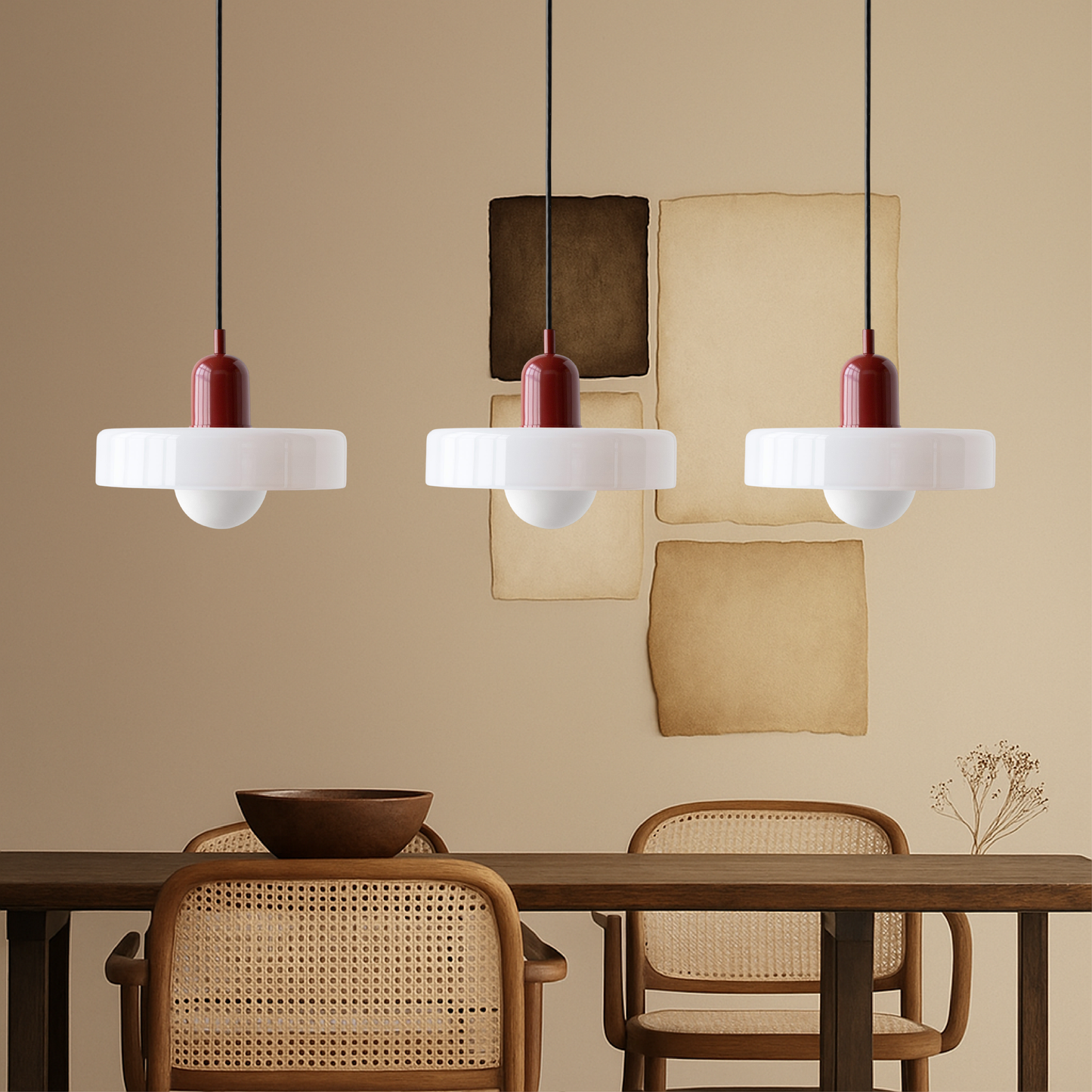 Bauhaus 3-Arm Pendelleuchte Bunt Glas