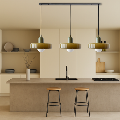 Bauhaus 3-Arm Pendelleuchte Bunt Glas