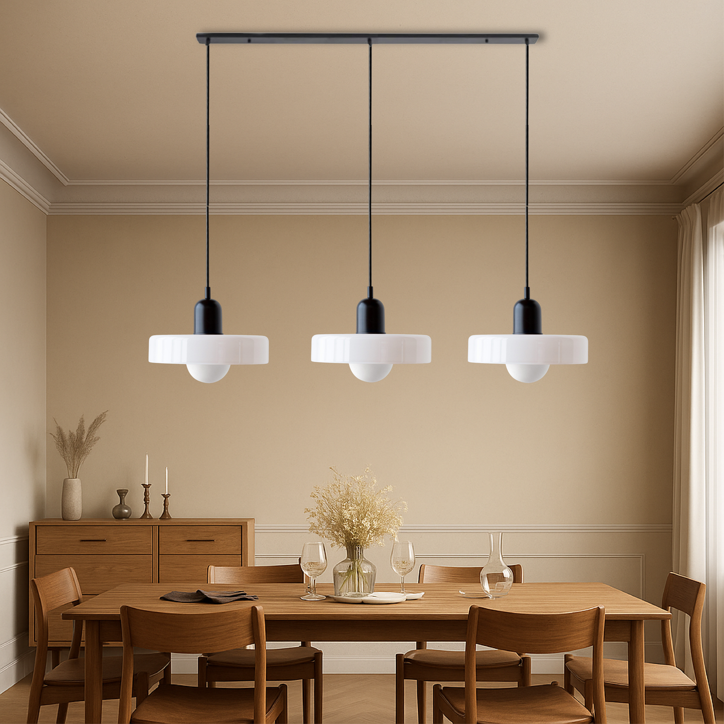 Bauhaus 3-Arm Pendelleuchte Bunt Glas