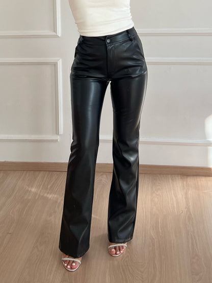 Damen Retro-Hose Ausgestellt Bein Schwarz - Norvielle