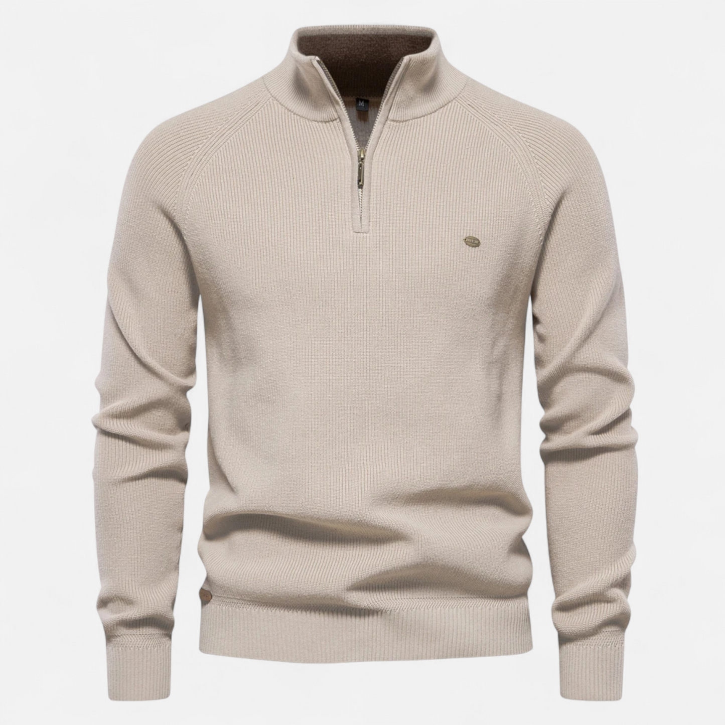 Herren Strickpullover Stehkragen Reißverschluss Baumwolle