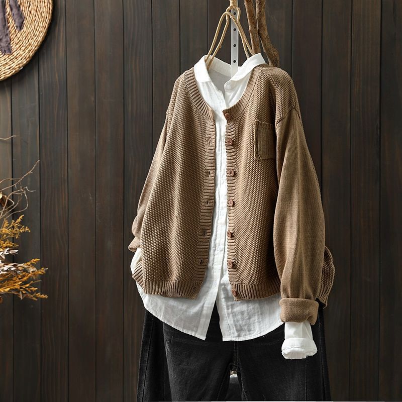 Damen Rippstrick Strickjacke Übergroß