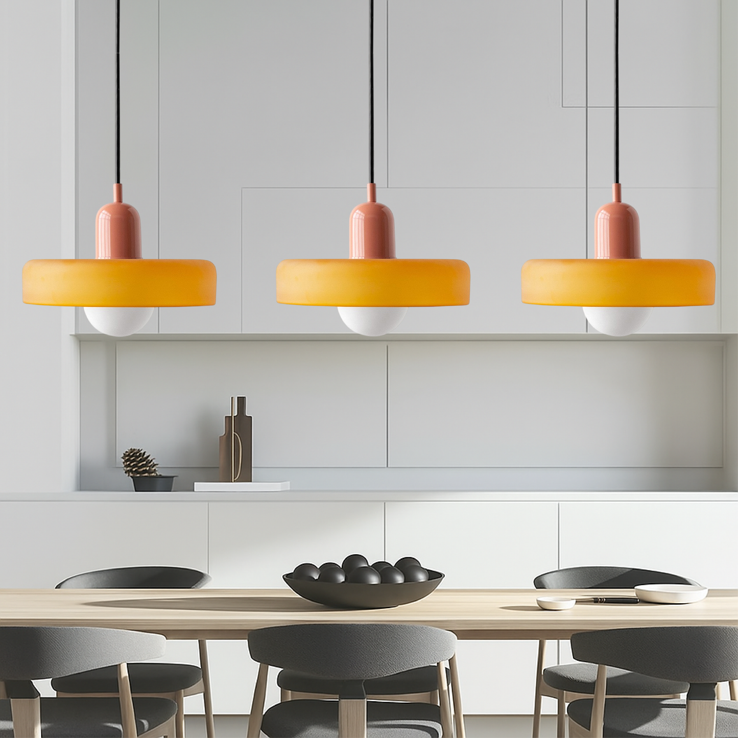 Bauhaus 3-Arm Pendelleuchte Bunt Glas