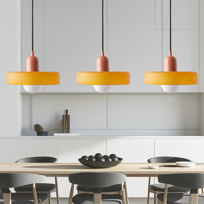 Bauhaus 3-Arm Pendelleuchte Bunt Glas