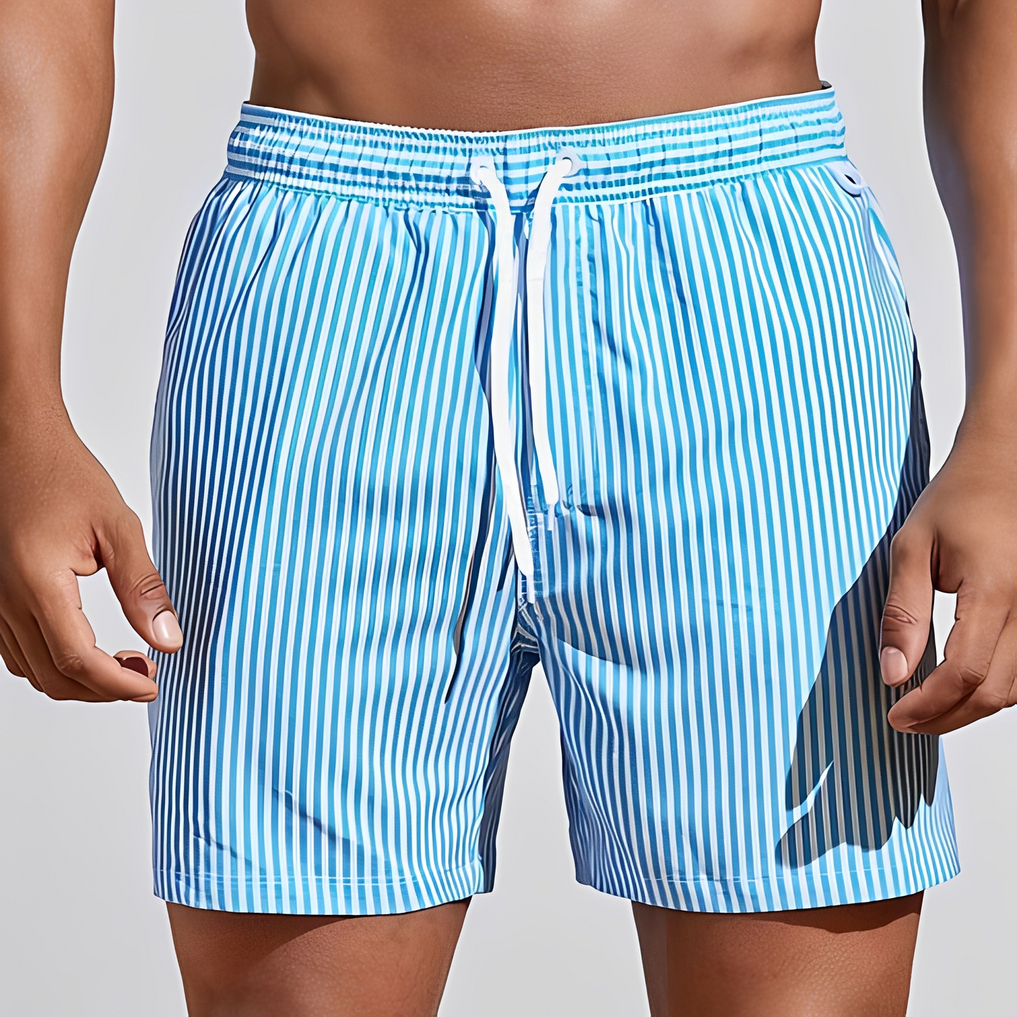 Herren Kurze Sommerhose Streifen Locker