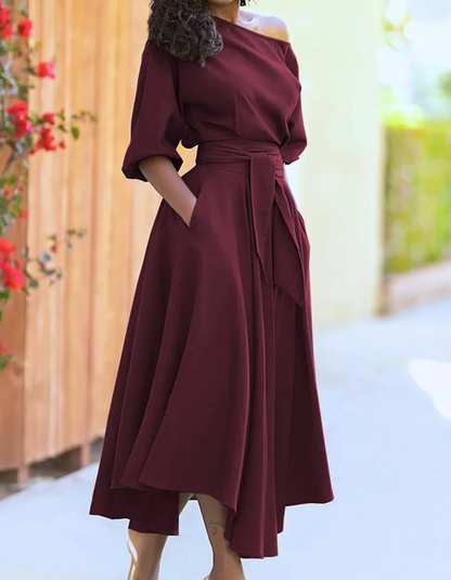 Norvielle Damen Festkleid Elegant Midi