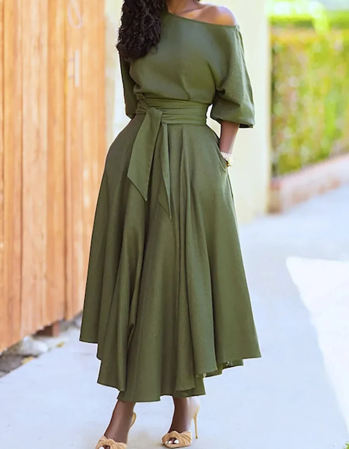 Norvielle Damen Festkleid Elegant Midi