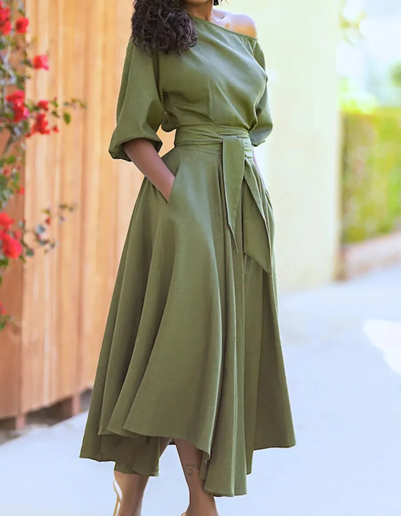 Norvielle Damen Festkleid Elegant Midi