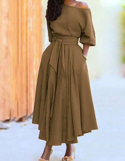 Norvielle Damen Festkleid Elegant Midi