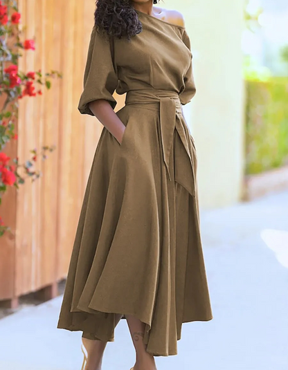 Norvielle Damen Festkleid Elegant Midi