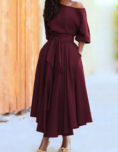 Norvielle Damen Festkleid Elegant Midi