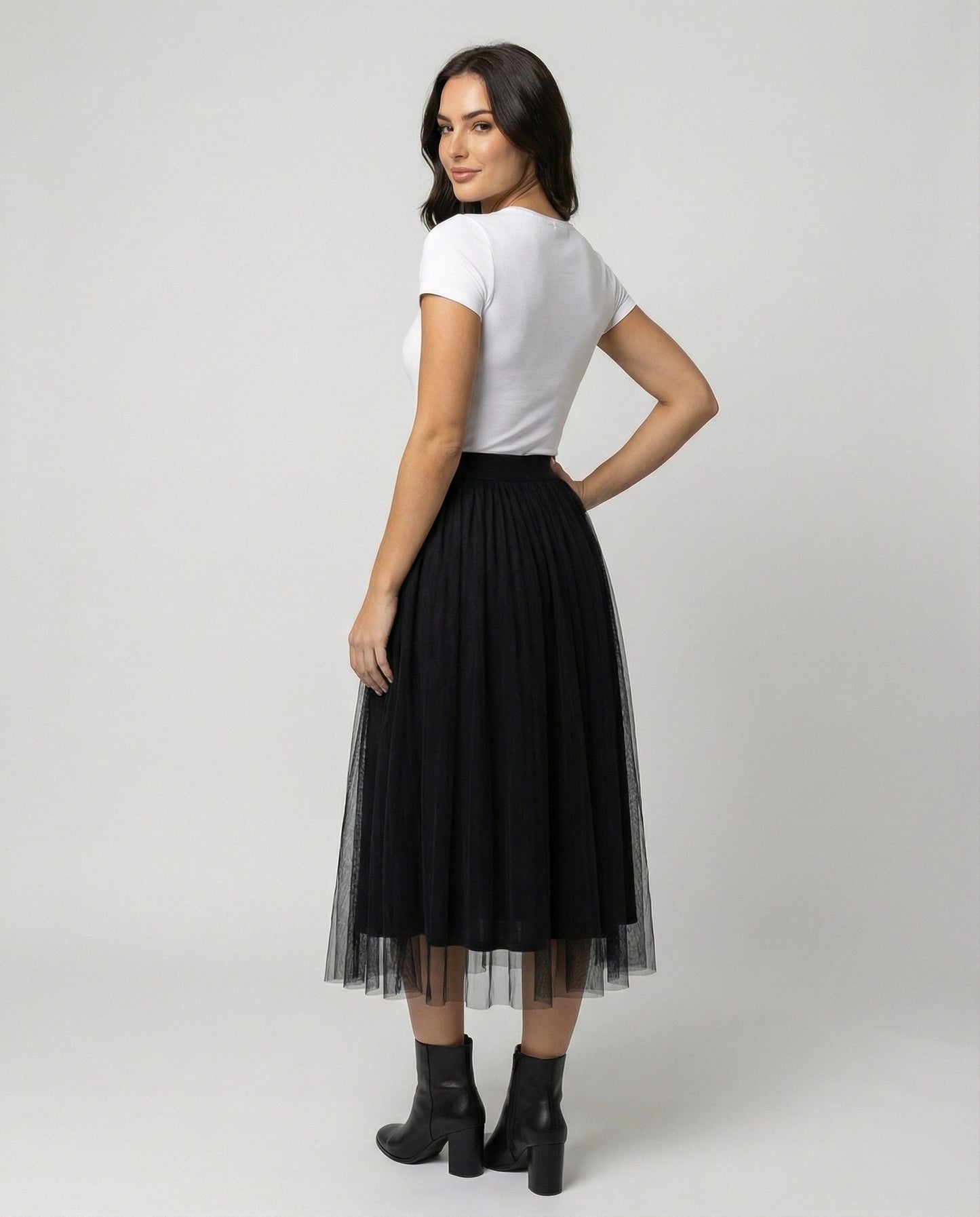 Norvielle Damen Knöchellanger Rock Hohe Taille