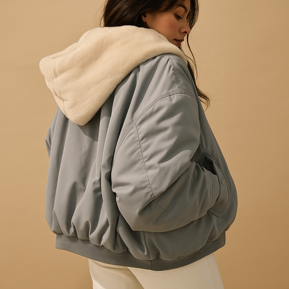 Damen Winterjacke Kurz Kapuze Warm Elegant