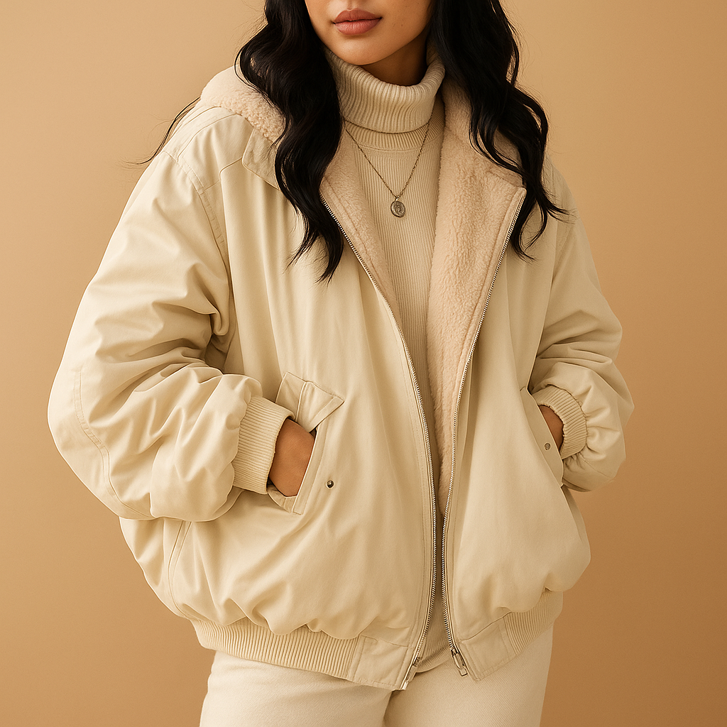 Damen Winterjacke Kurz Kapuze Warm Elegant