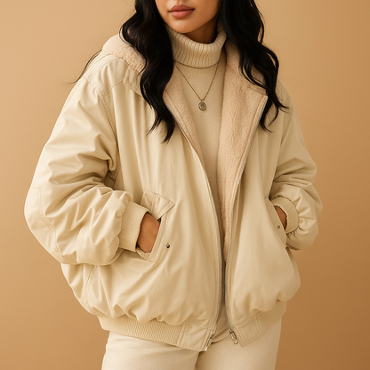 Damen Winterjacke Kurz Kapuze Warm Elegant