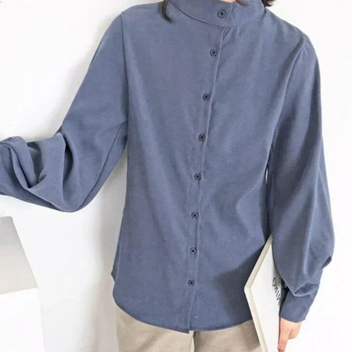 Norvielle Damen Rollkragenbluse Ballonärmel
