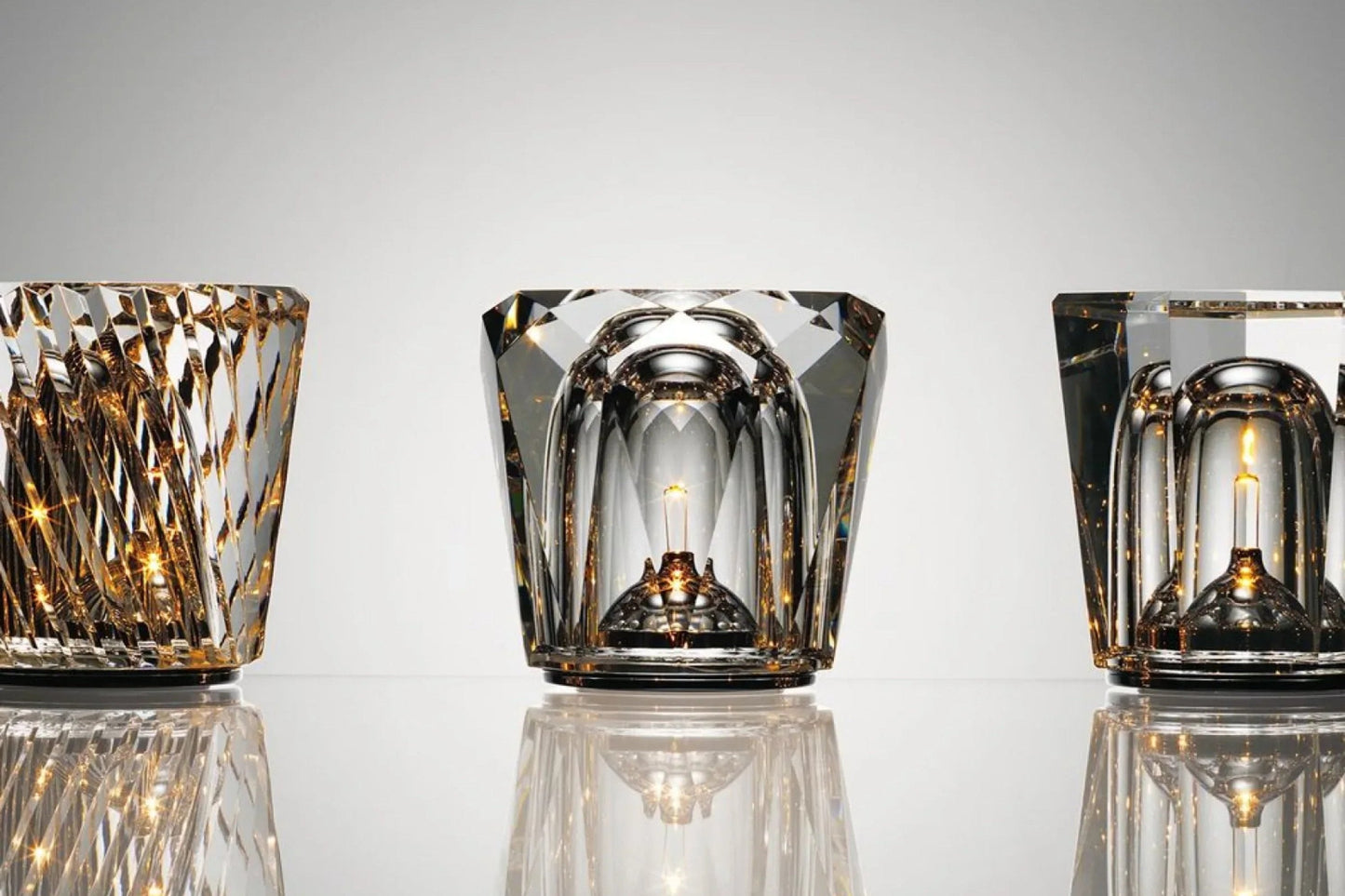 Kristall Tischlampe Diamantoptik 360° Licht Kabellos USB Aufladbar